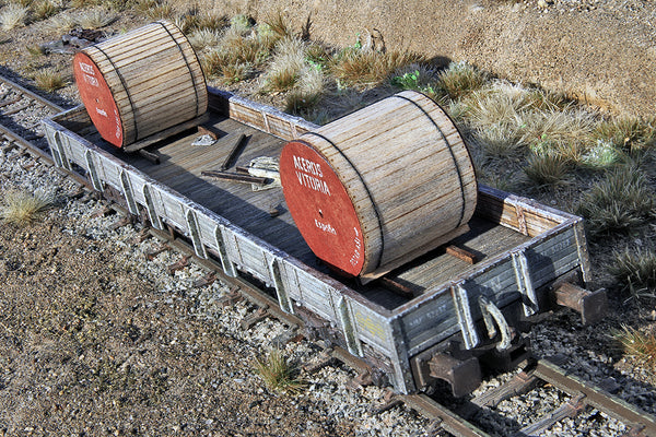 —H0— Vagón plataforma MM con carga de bobinas 'Aceros Vitoria'